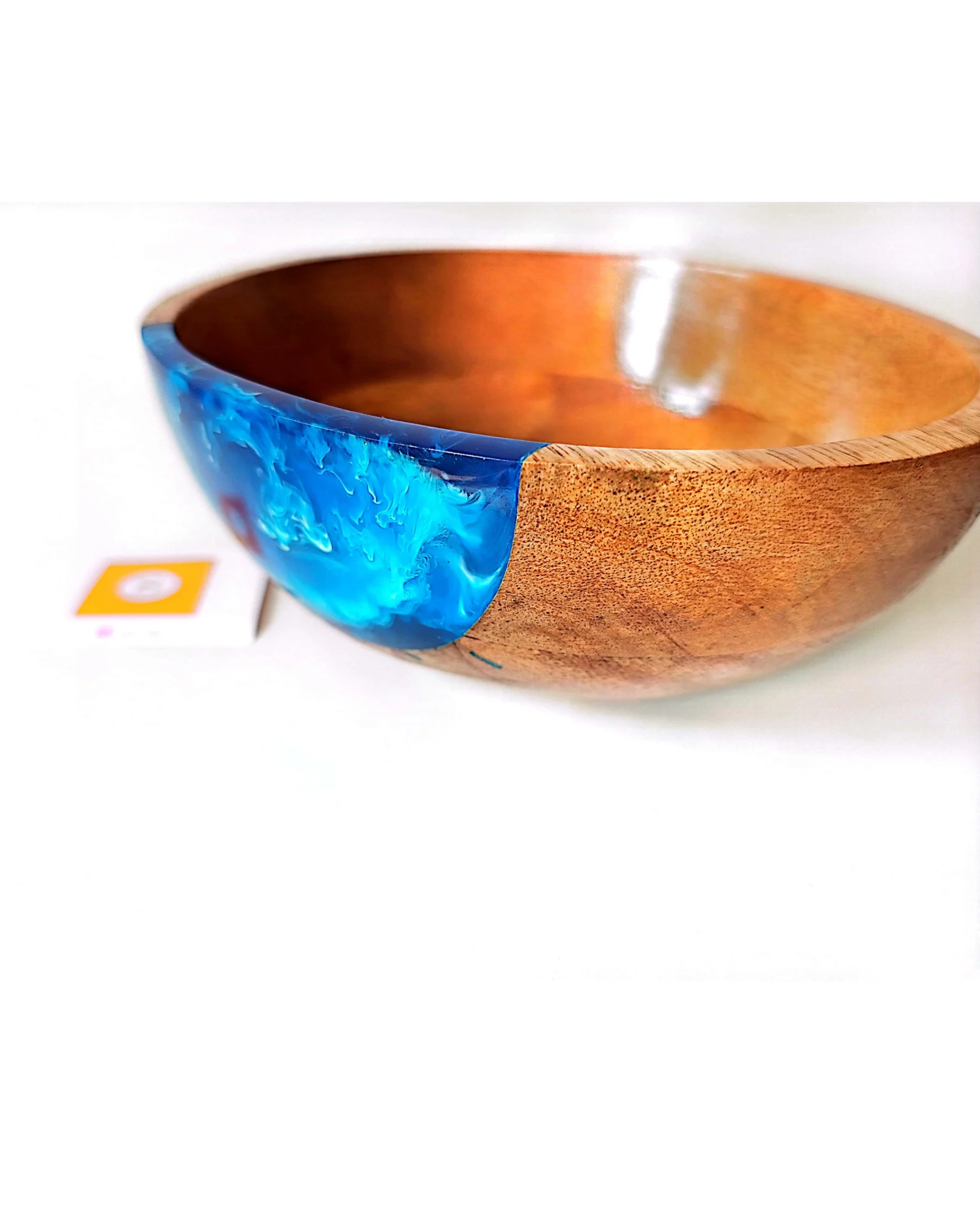 Designer Wooden Bowl - Blue Resin