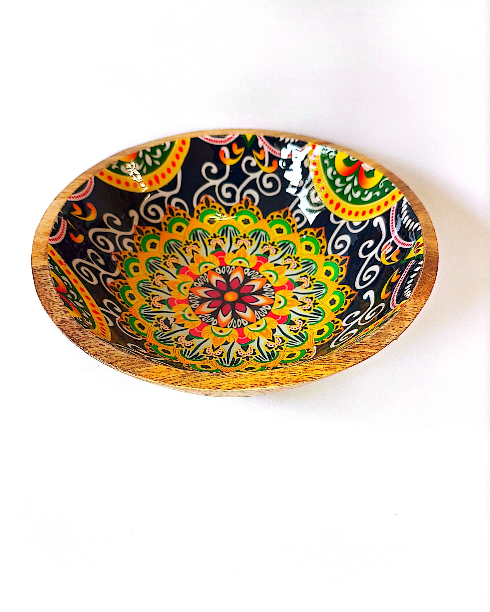 Artistic Printed Wooden Bowls - Festive Colours - Image 4