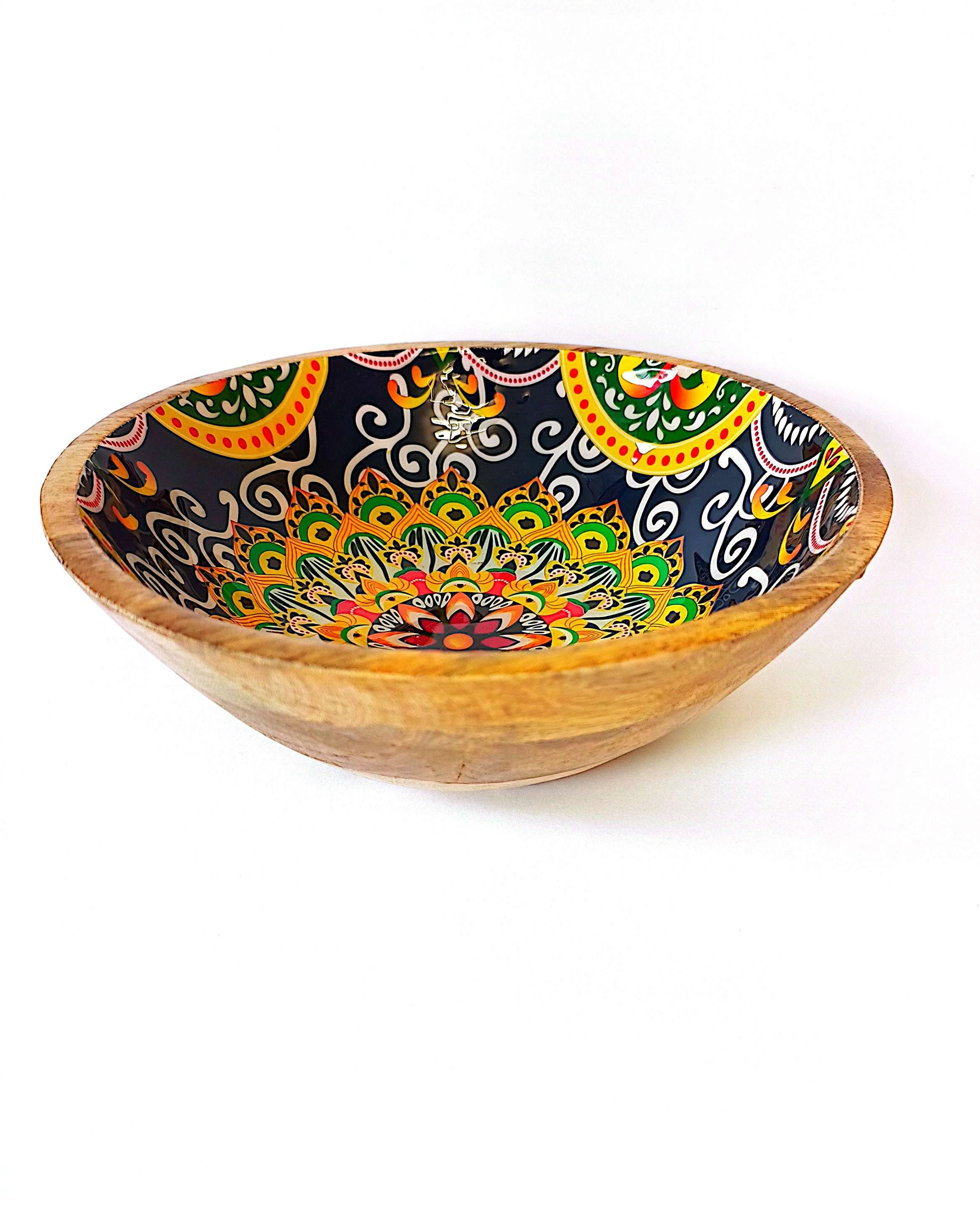 Artistic Printed Wooden Bowls - Festive Colours - Image 5