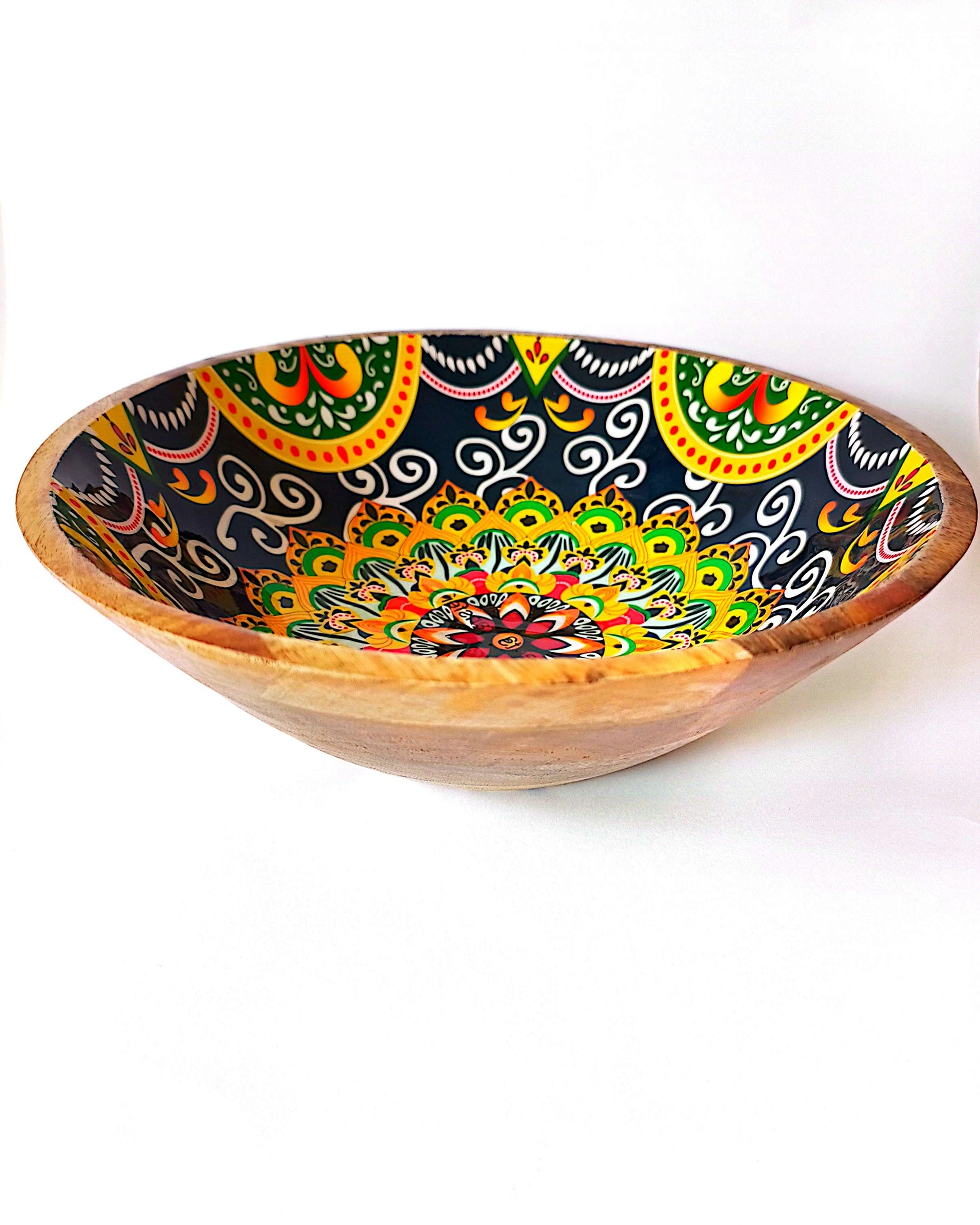 Artistic Printed Wooden Bowls - Festive Colours - Image 8