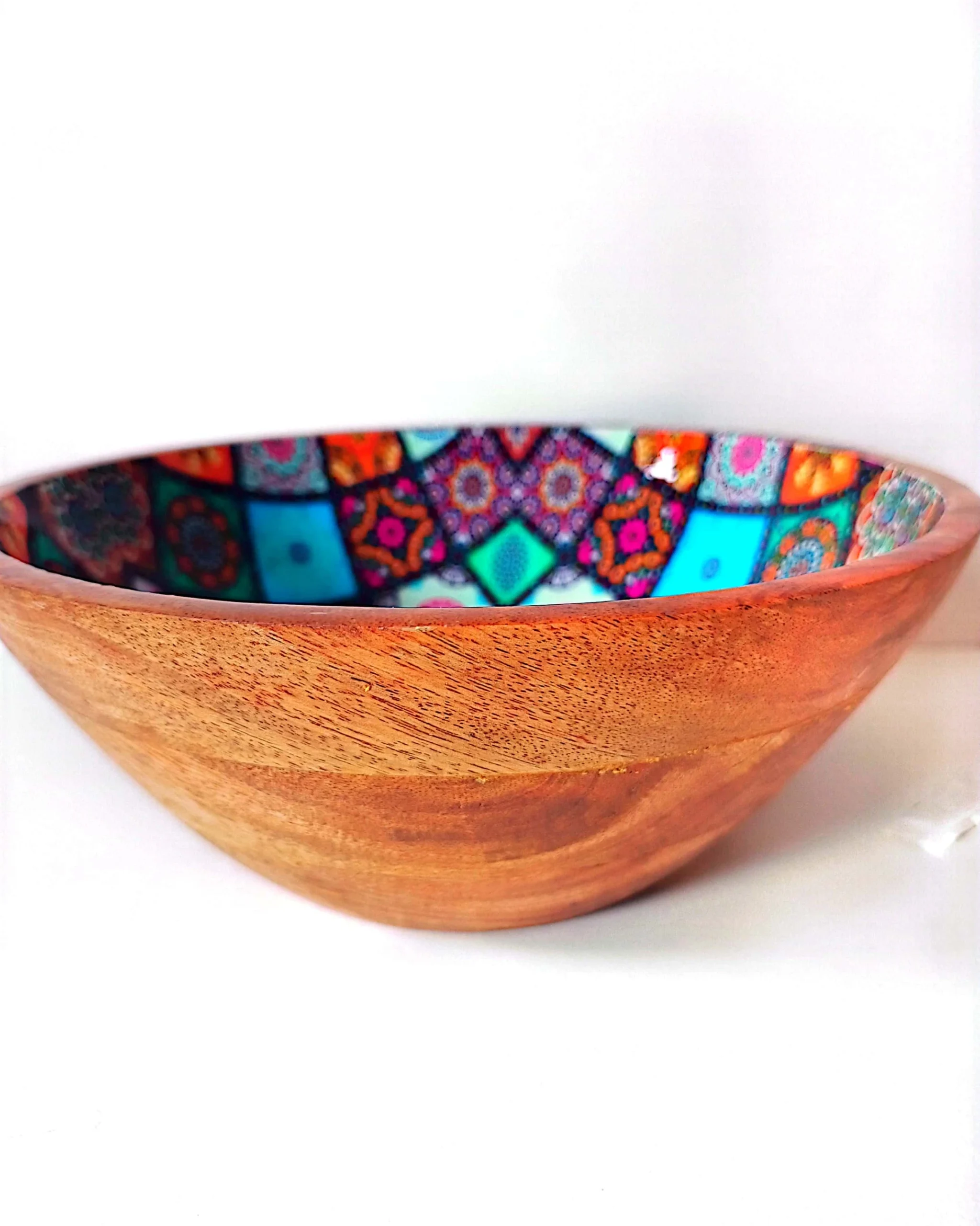 Artistic Printed Wooden Bowls - Abstract Squares - Image 3
