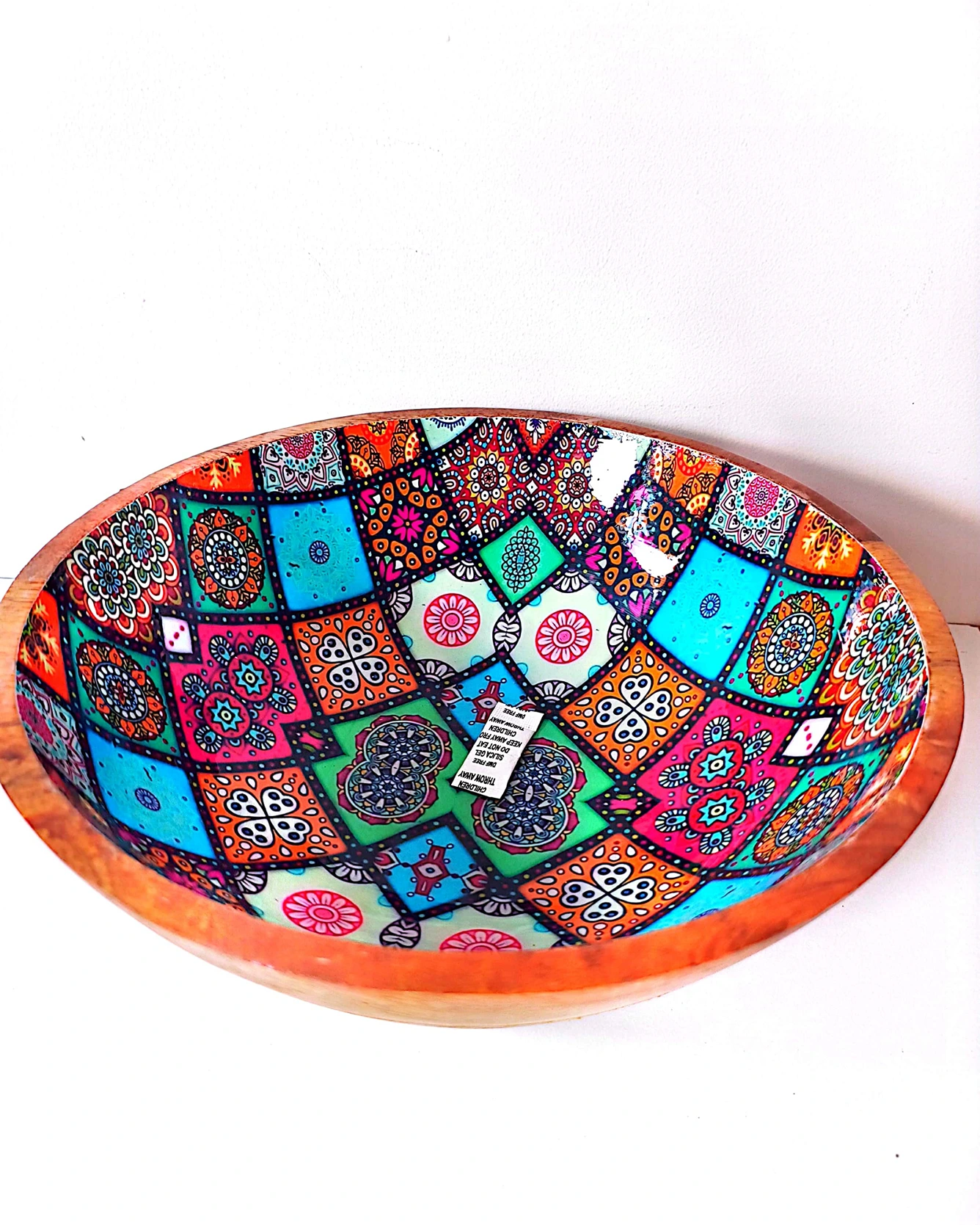 Artistic Printed Wooden Bowls - Abstract Squares - Image 4