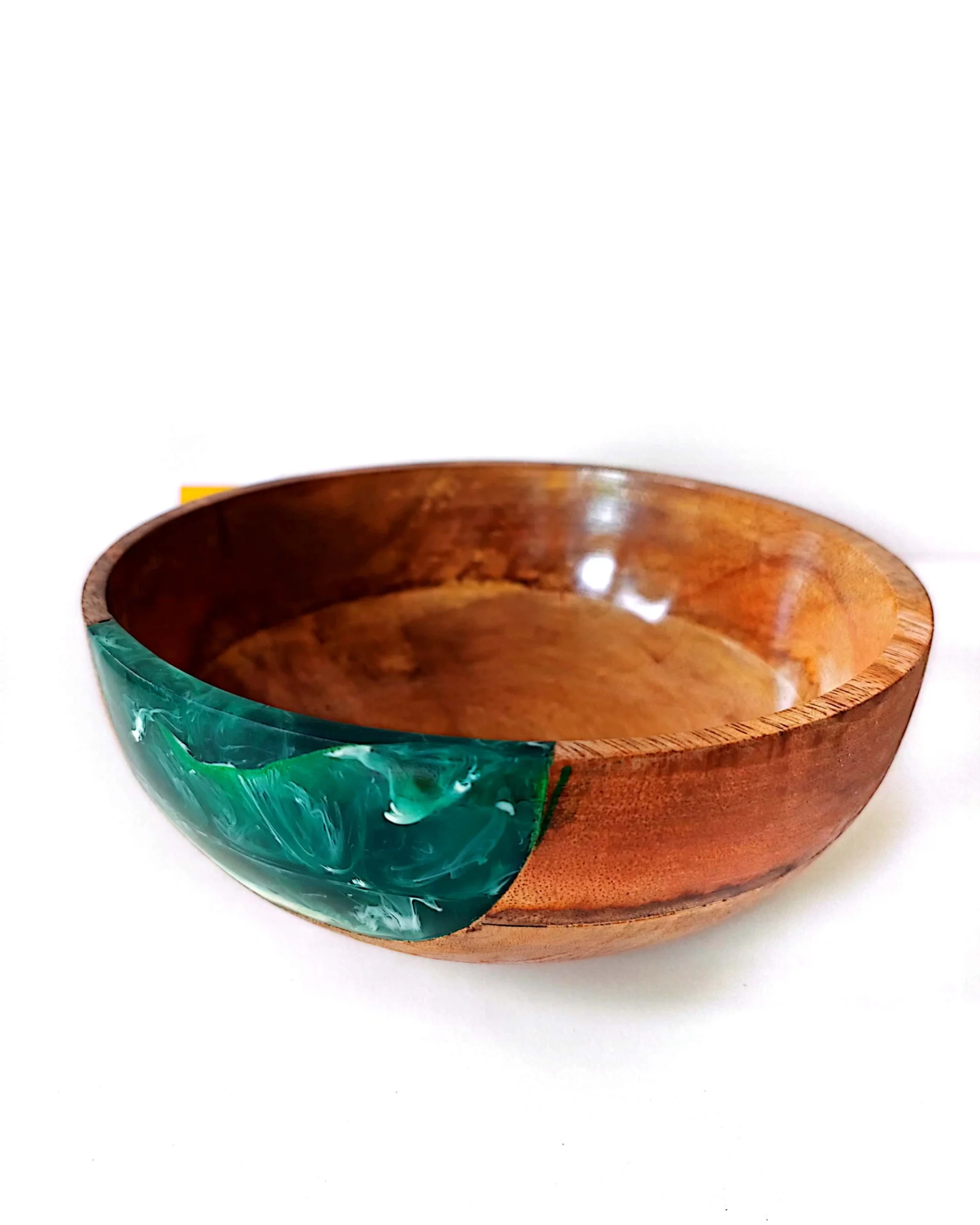 Designer Wooden Bowl - Green Resin