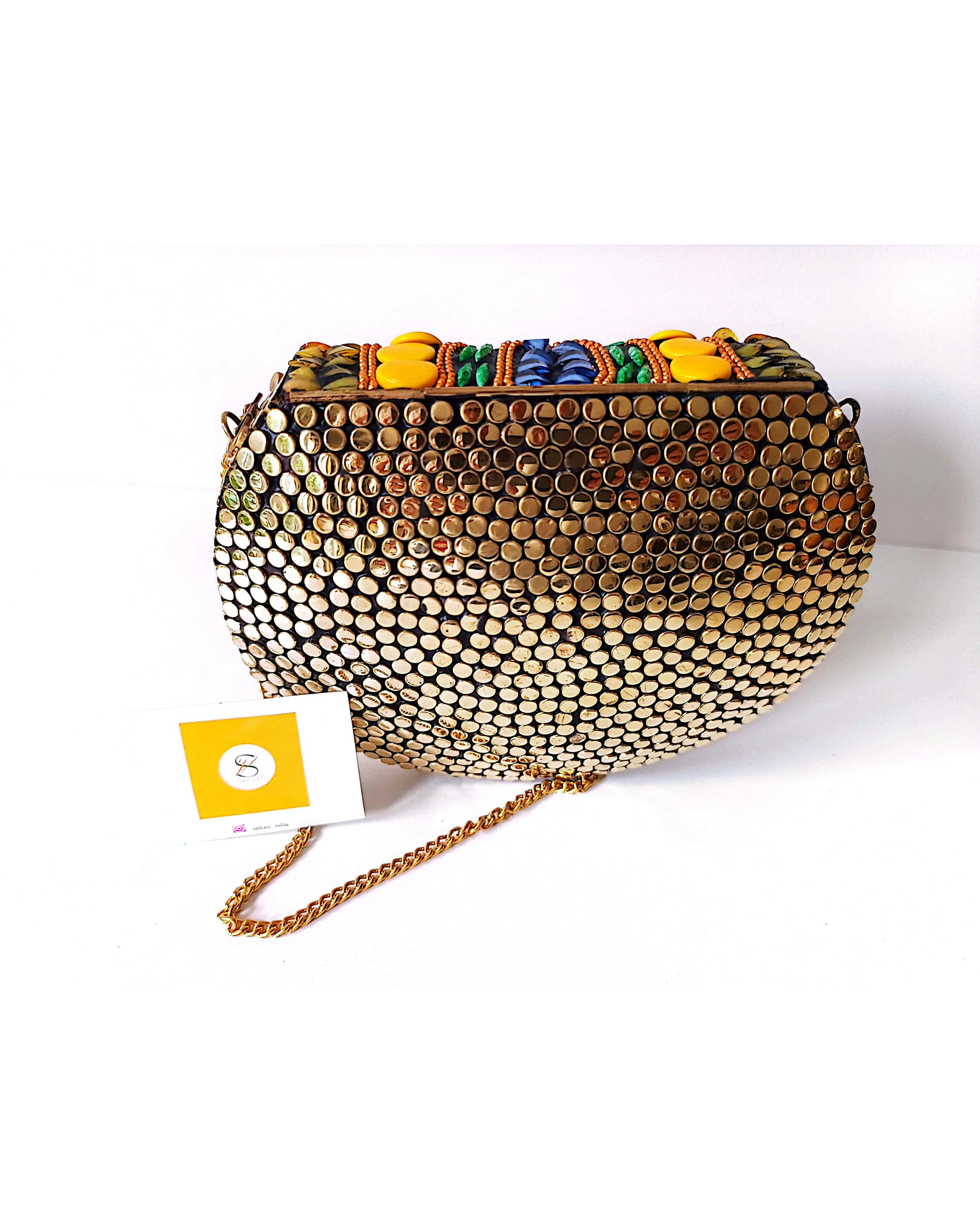 Women Trendy Metal Clutch Hand Bag - Image 20