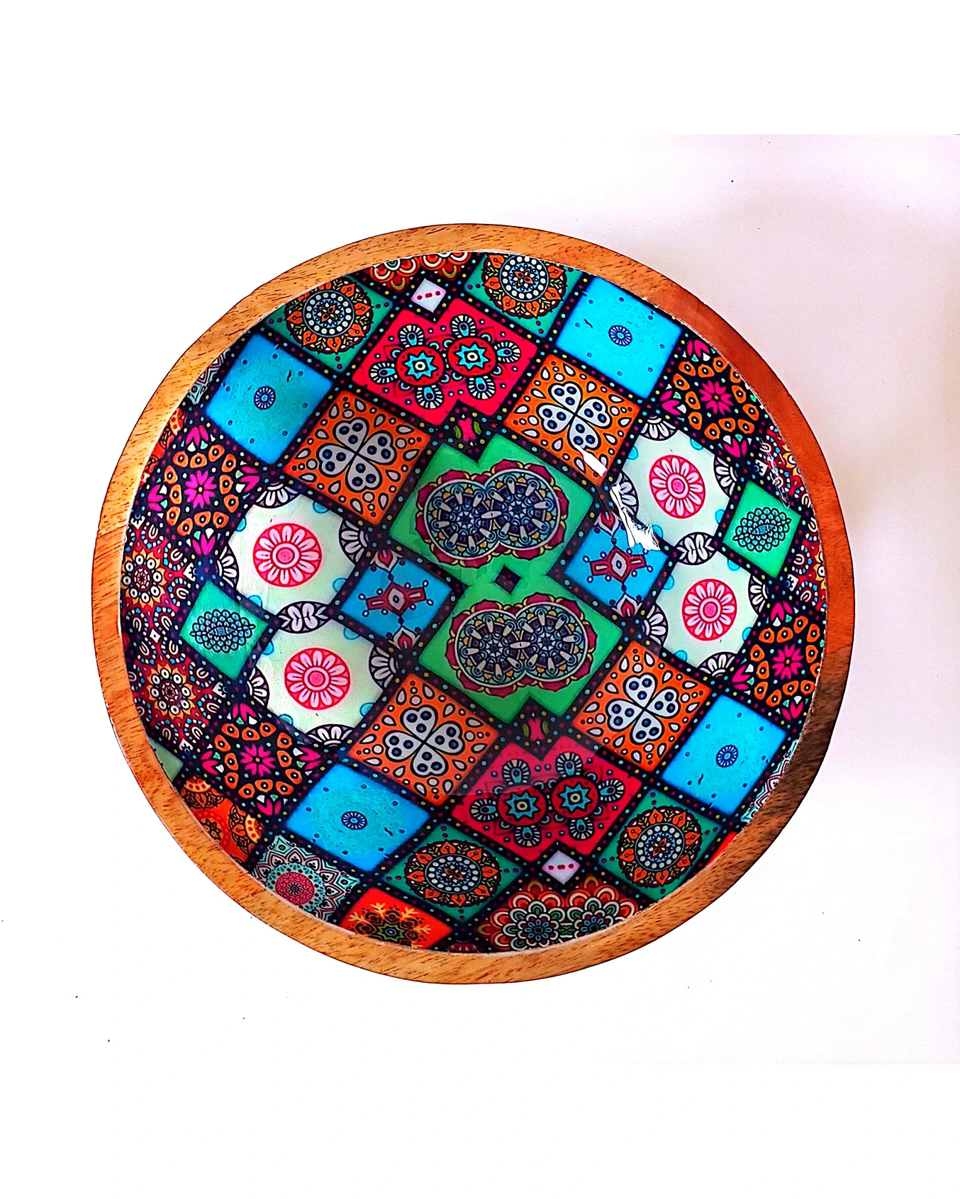 Artistic Printed Wooden Bowls - Abstract Squares - Image 9