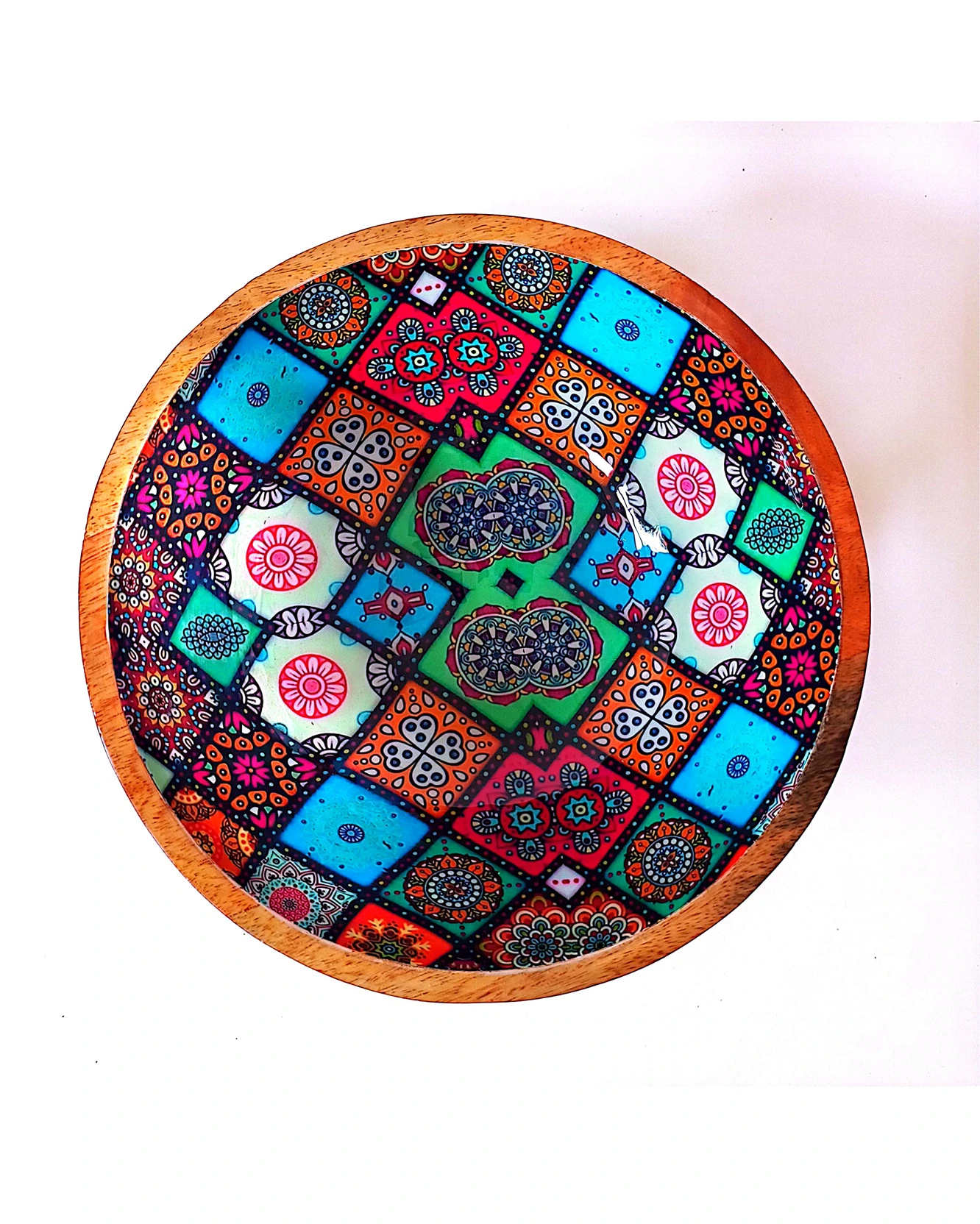 Artistic Printed Wooden Bowls - Abstract Squares - Image 10
