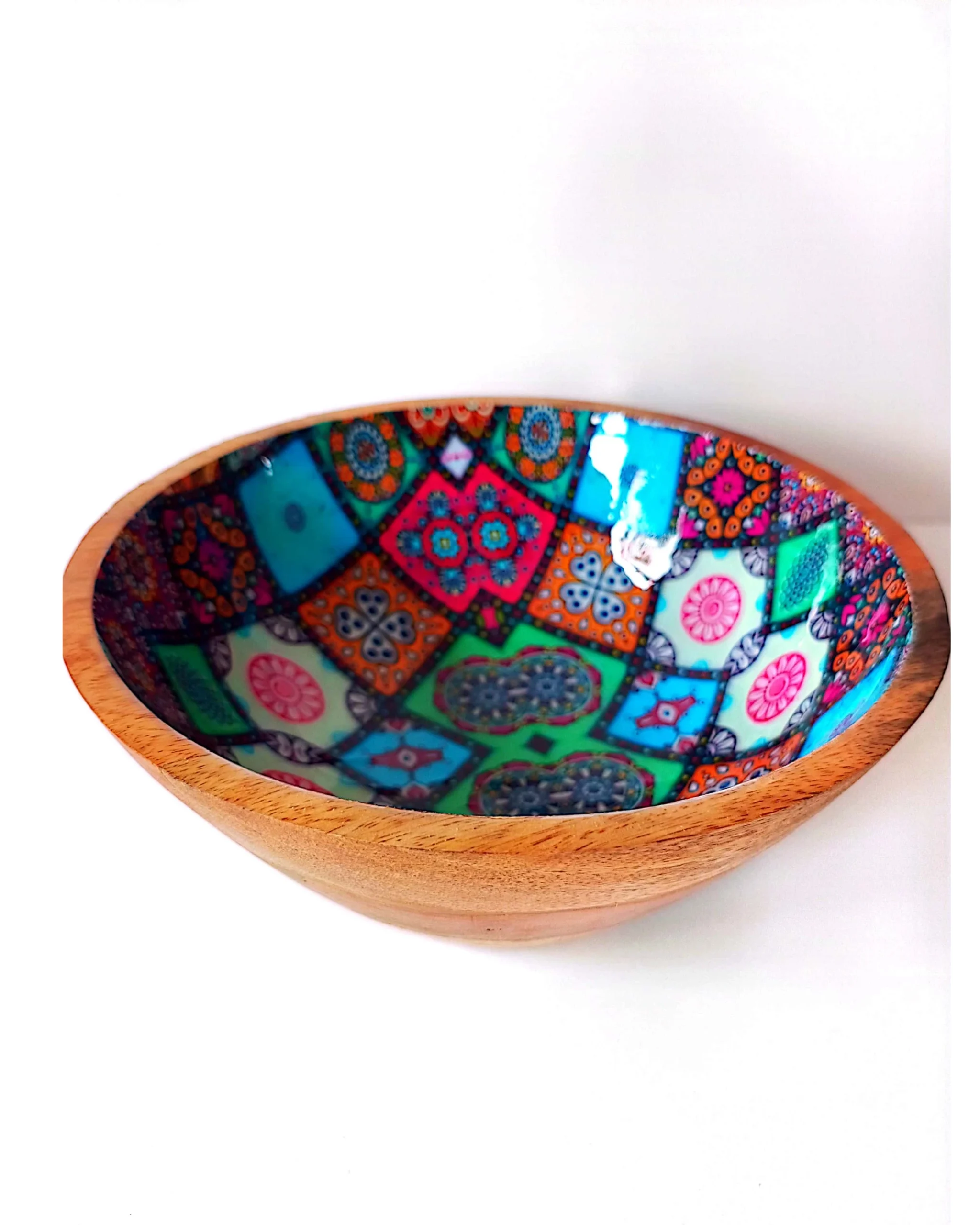 Artistic Printed Wooden Bowls - Abstract Squares - Image 11