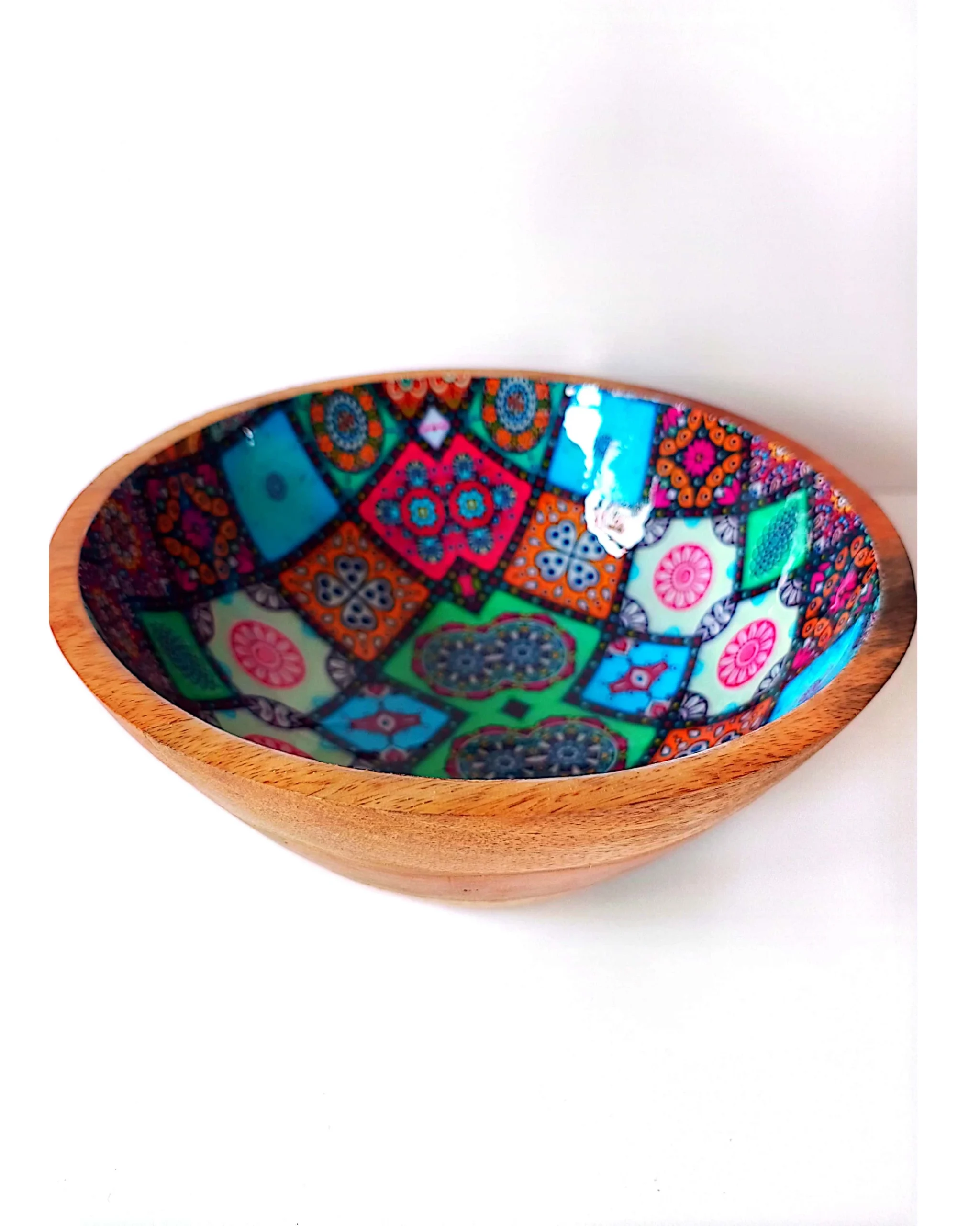 Artistic Printed Wooden Bowls - Abstract Squares - Image 12