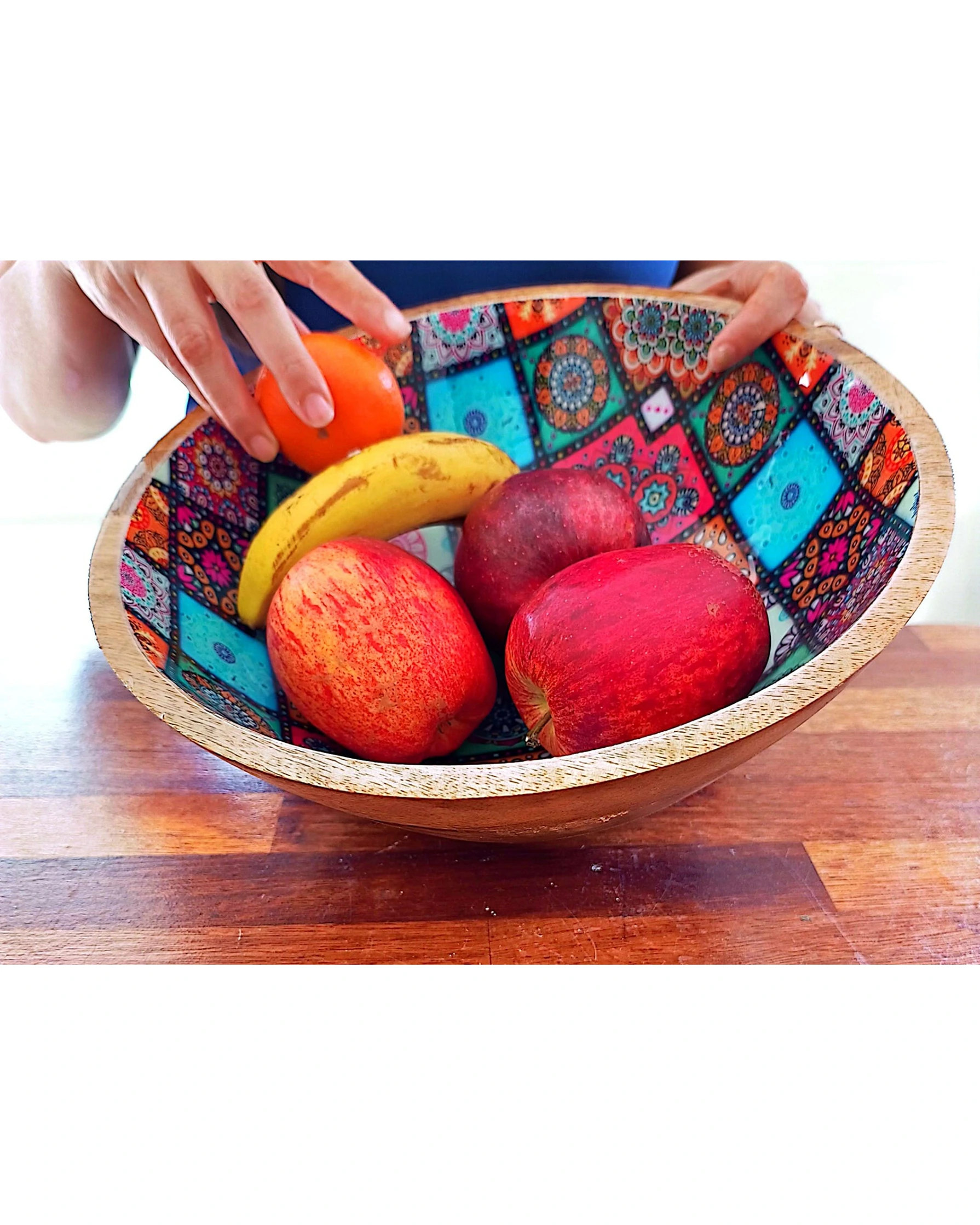 Artistic Printed Wooden Bowls - Abstract Squares - Image 13
